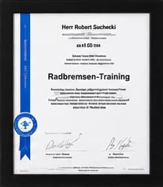 Urkunde zum Radbremsen-Training