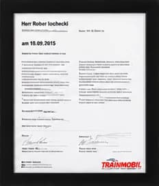 Schulungszertifikat von Trainmobil