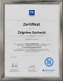 Schulungszertifikat für Zbigniew Suchecki