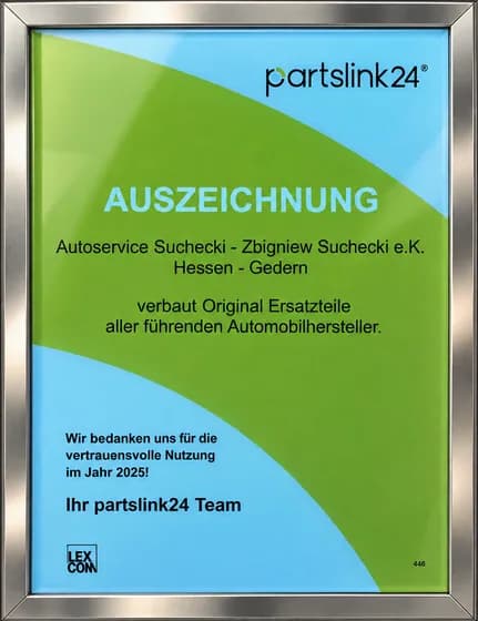 Auszeichnung von partslink24 für den Einbau von Original-Ersatzteilen, 2025